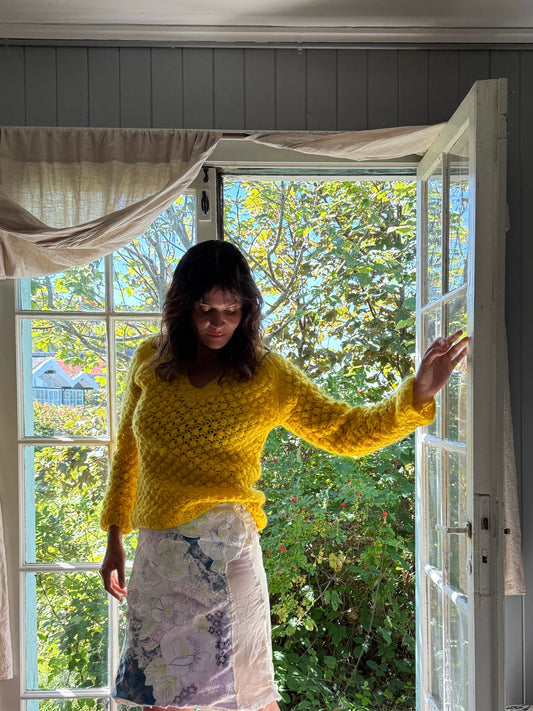 Rare Vintage Yellow Wool and Mohair Knit