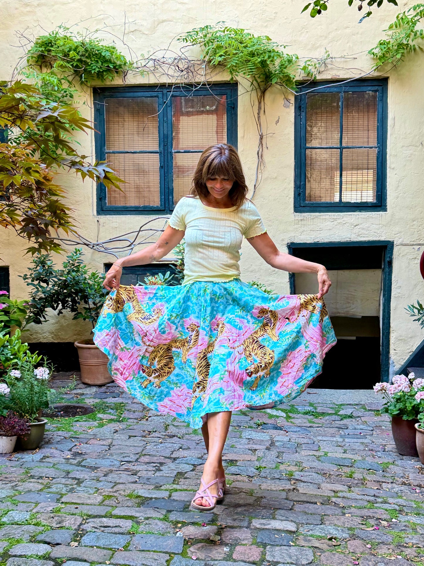 Rare Vintage Monica Paris Embellished Tiger Print Skirt