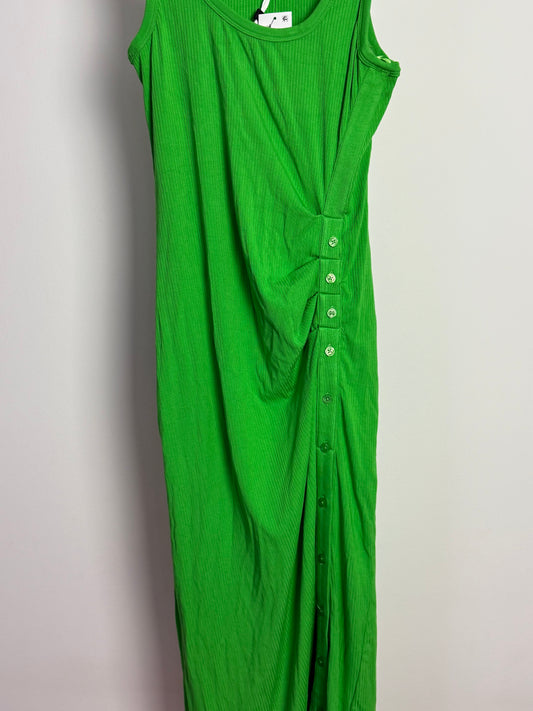 Simkhai Green Ribbed Midi Dress With Button Detail