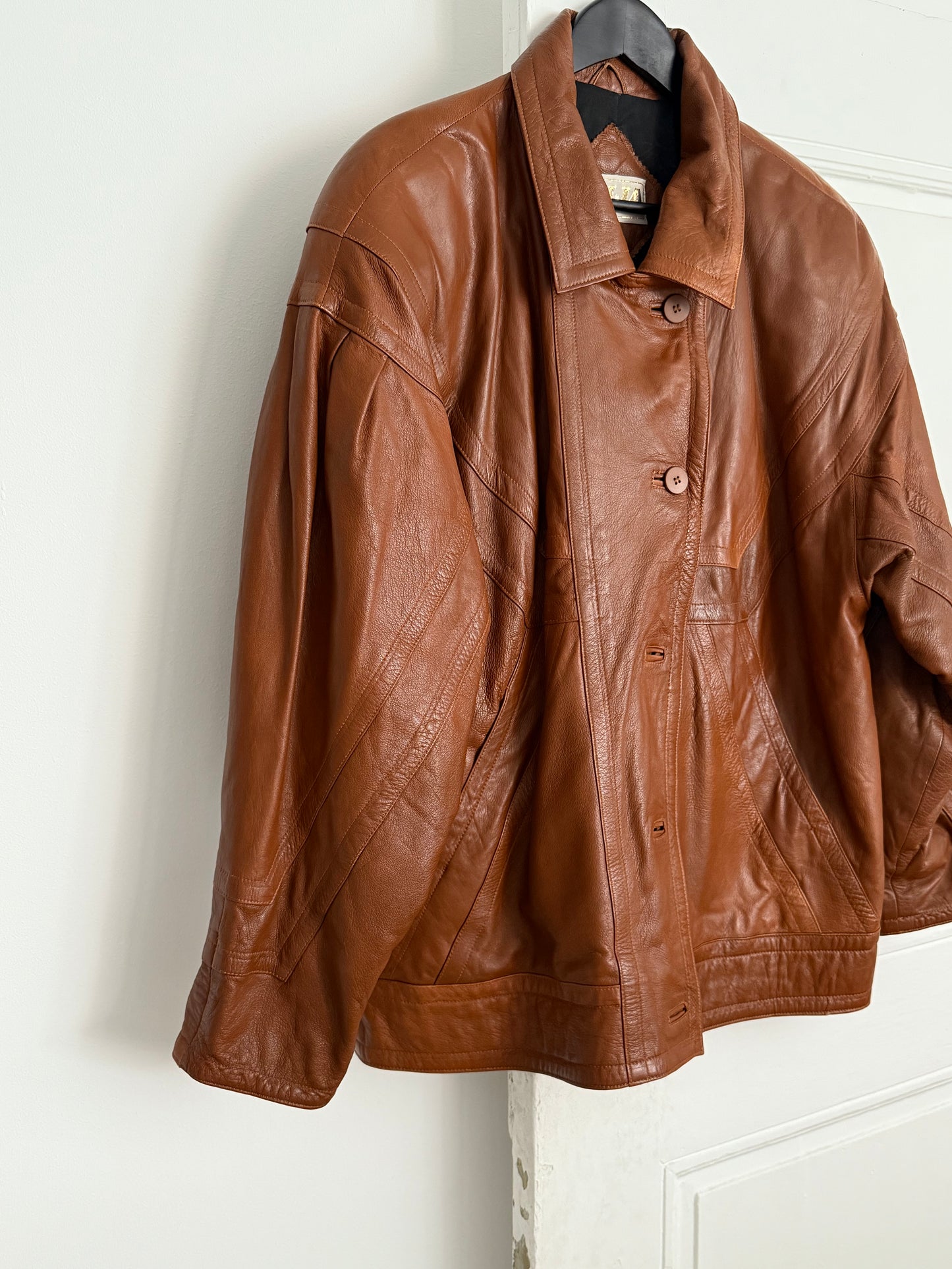 Vintage Dija Cognac Brown Oversized Leather Jacket