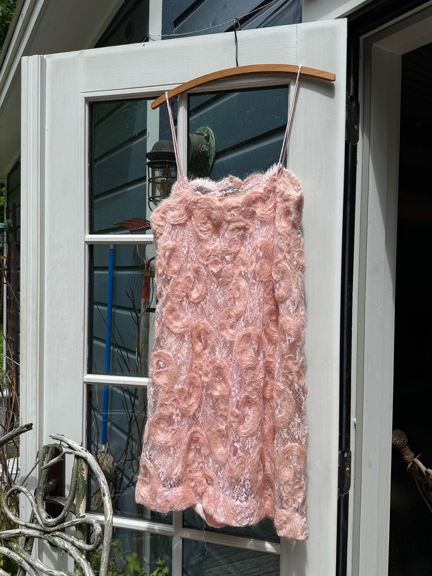 Vintage Blush 3D Floral Slip Dress