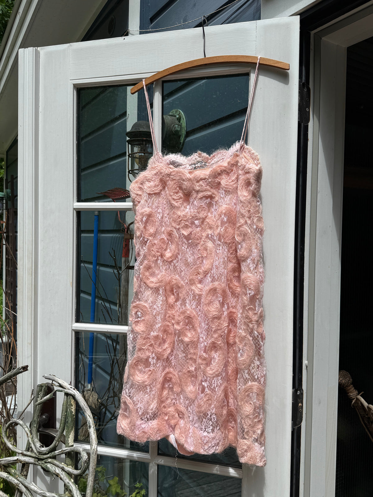 Vintage Blush 3D Floral Slip Dress