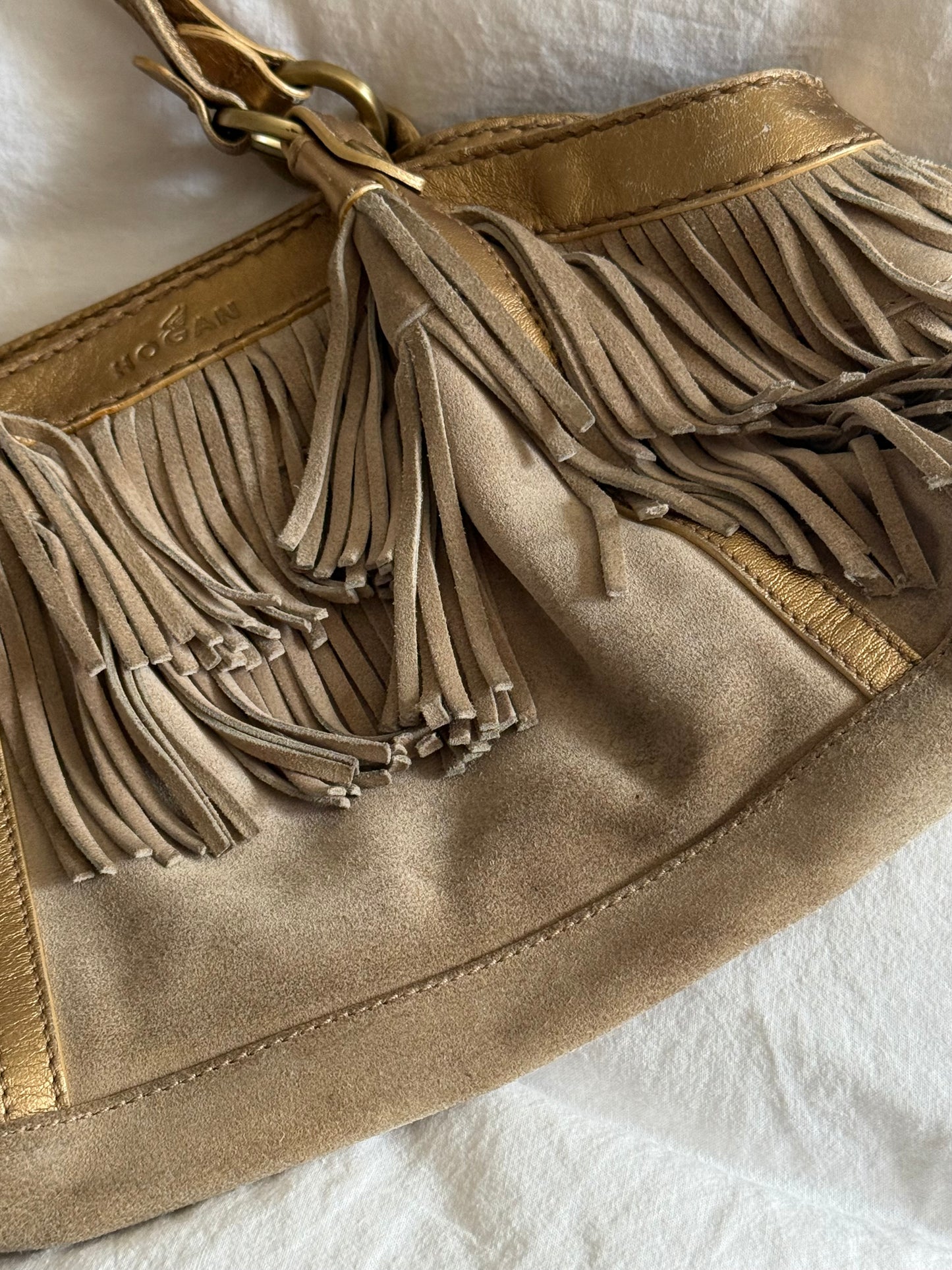 Rare 2000s Vintage Hogan Suede Bag with Fringe Detail