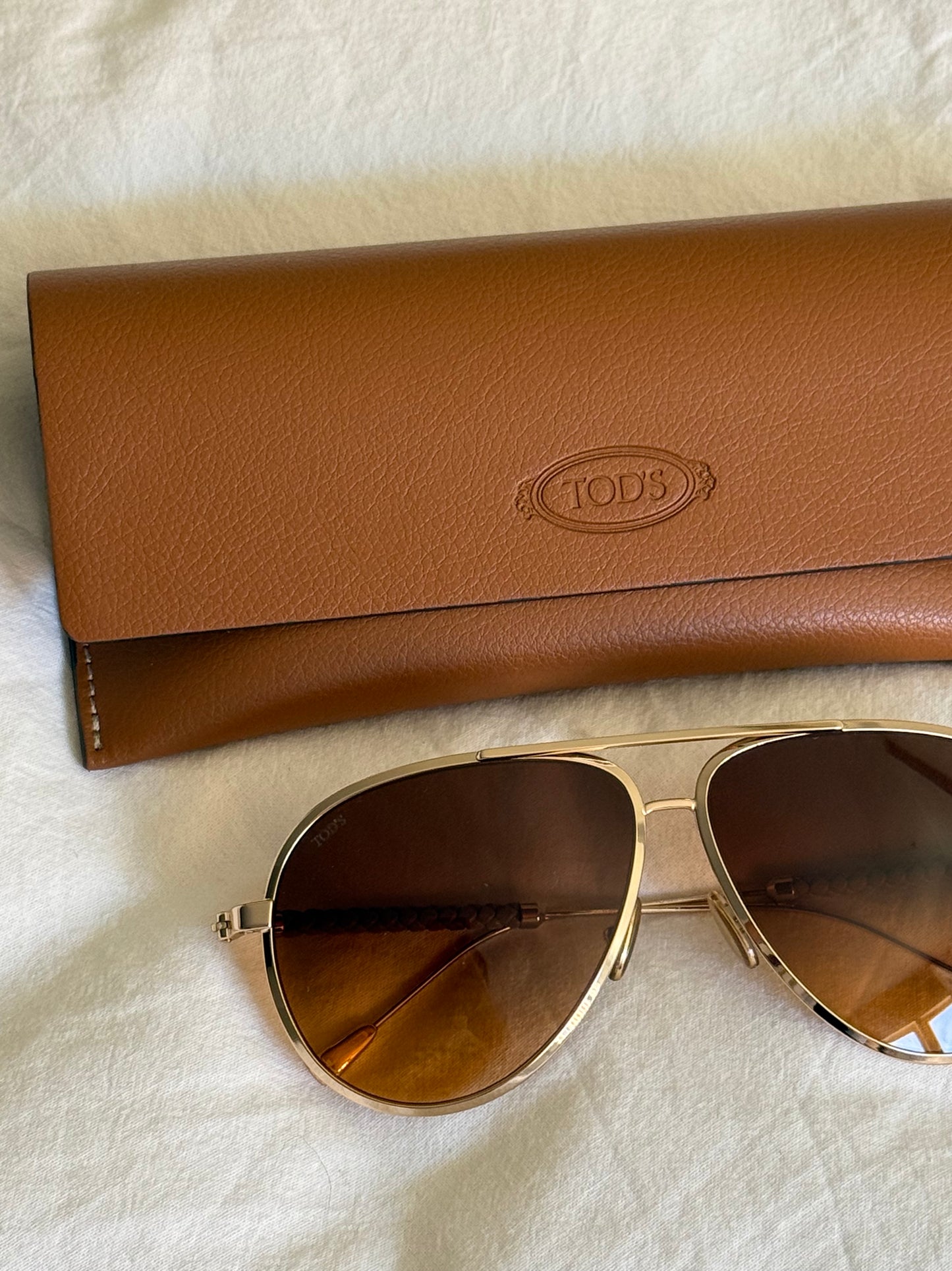 Tod’s Teardrop Sunglasses with Temples in Leather