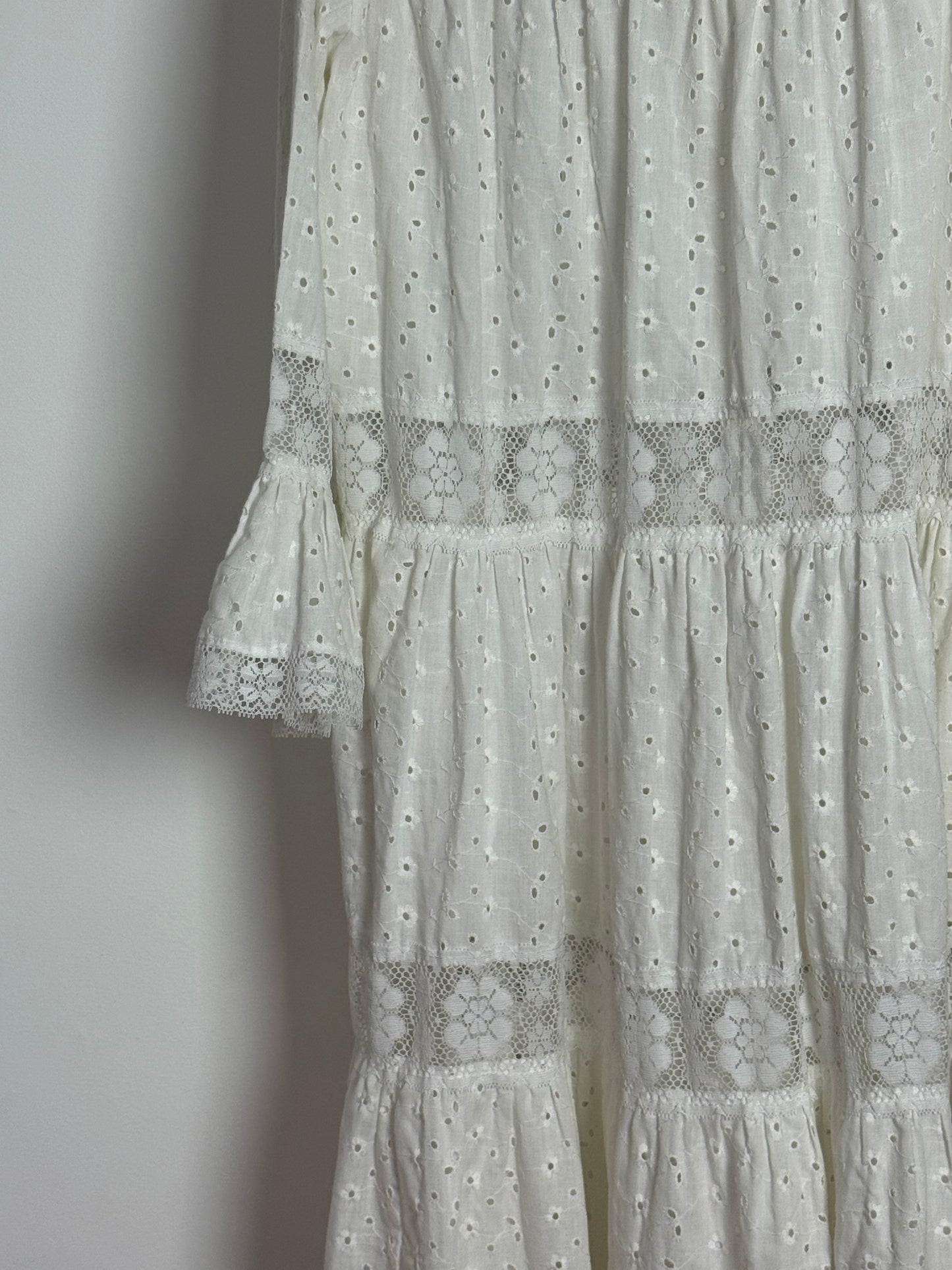 Vintage White Broderie Anglaise Maxi Dress