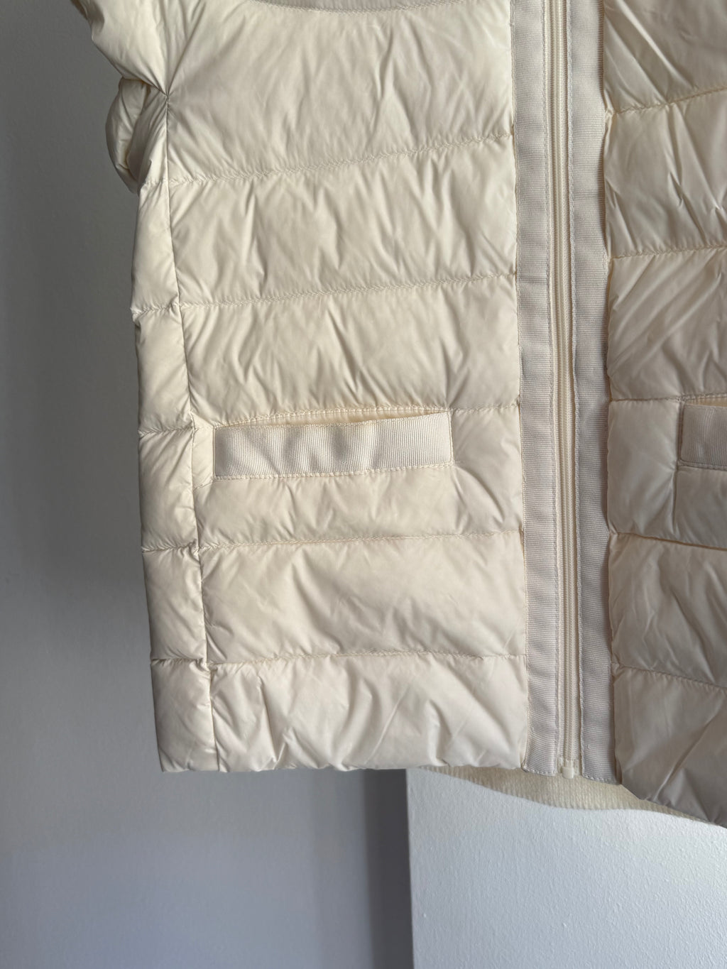 Donna Karan Cream Quilted Puffer and Knit Vest