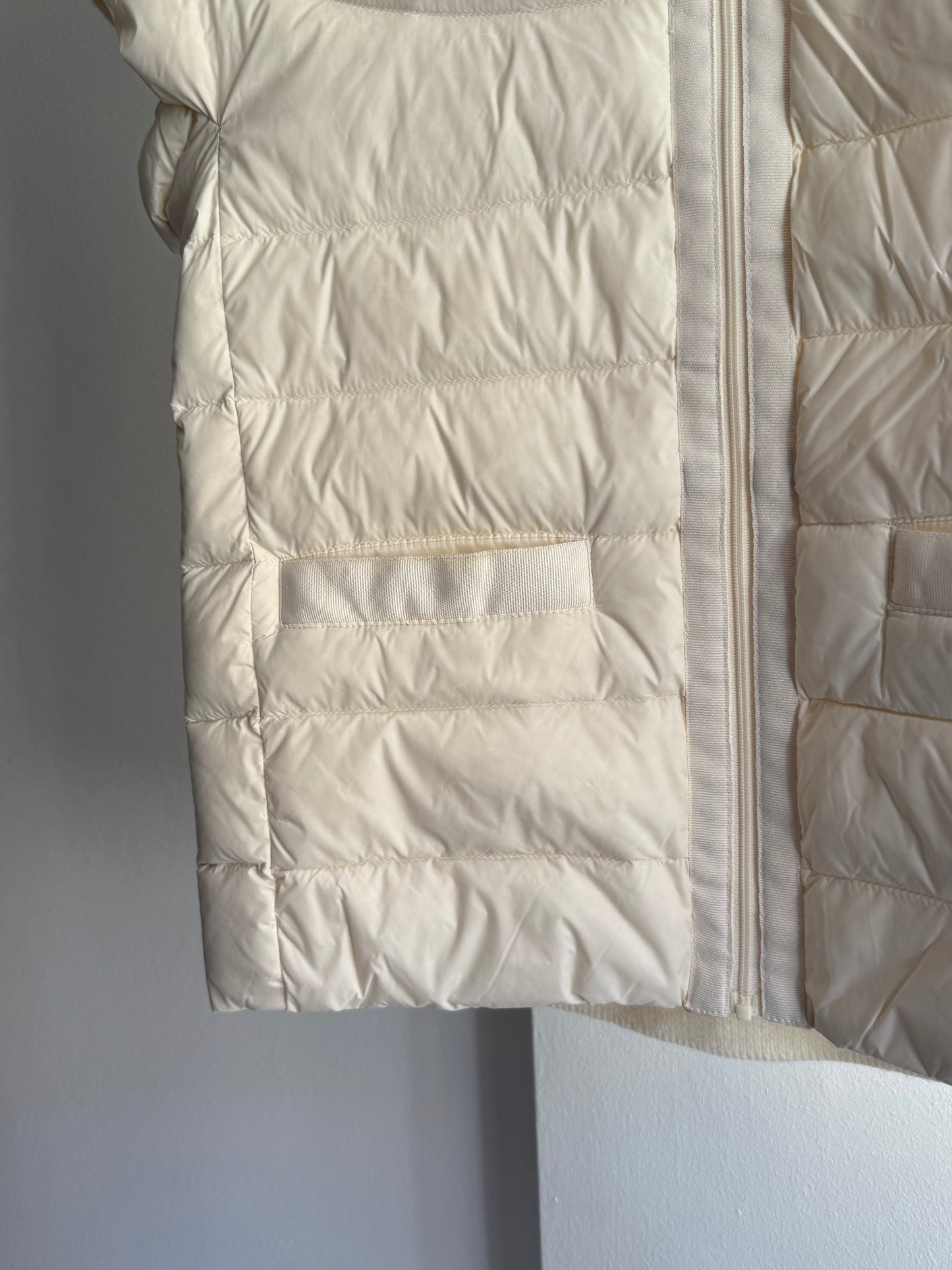 Donna Karan Cream Quilted Puffer and Knit Vest
