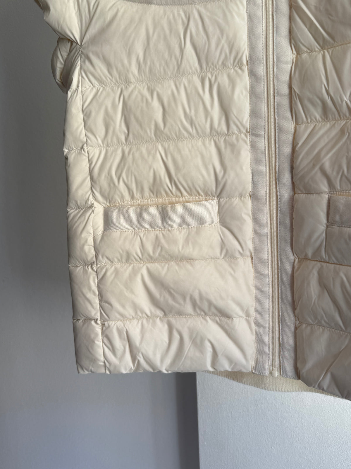 Donna Karan Cream Quilted Puffer and Knit Vest
