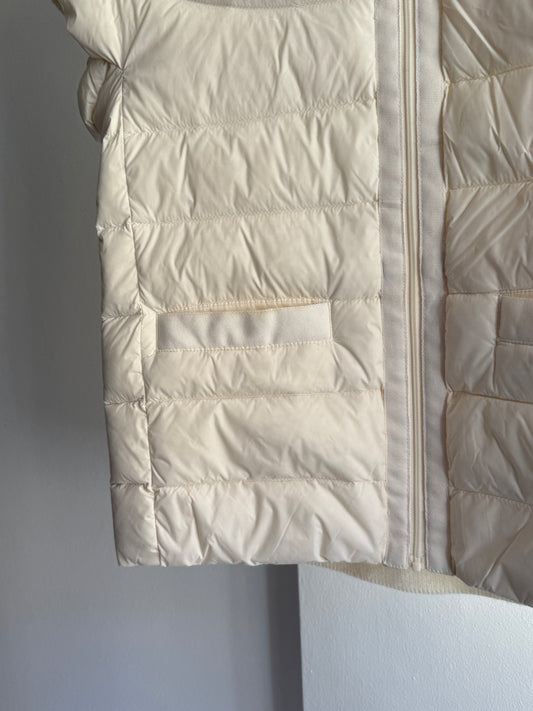 Donna Karan Cream Quilted Puffer and Knit Vest
