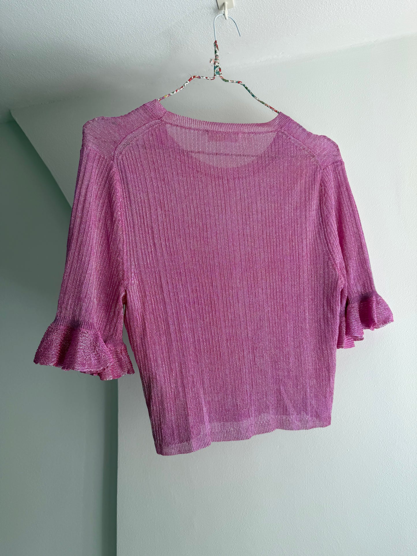 Ulla Johnson Pink Blouse with Shimmering Metallic Details
