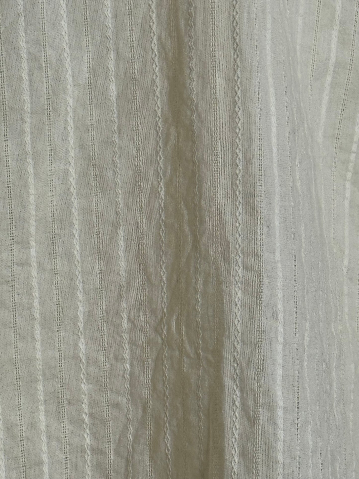 Christensen x Sigersen Cream Textured Cotton Blouse with Cropped Sleeves and Embroidered Star Detail