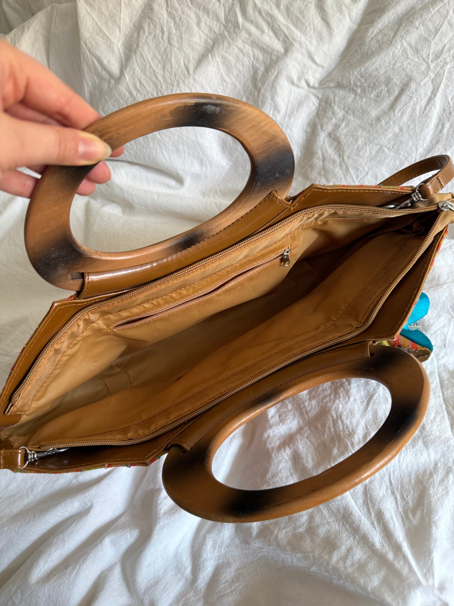 Vintage Bag and Matching Wallet with Flower Attachment