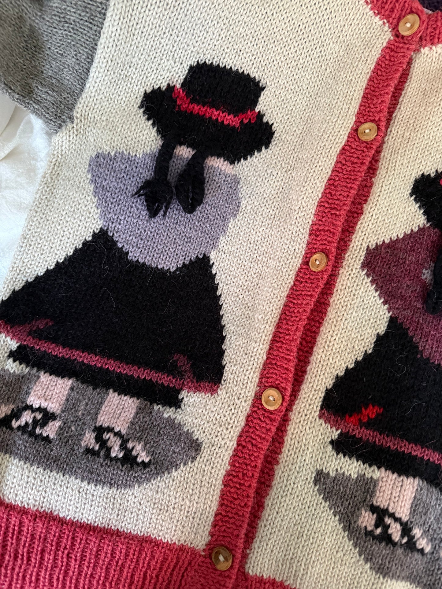 Vintage Peruvian Cardigan with Figure Pattern