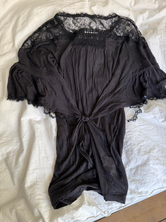 Tsumori Chisato Black Lace Ruffle Sleeve Blouse