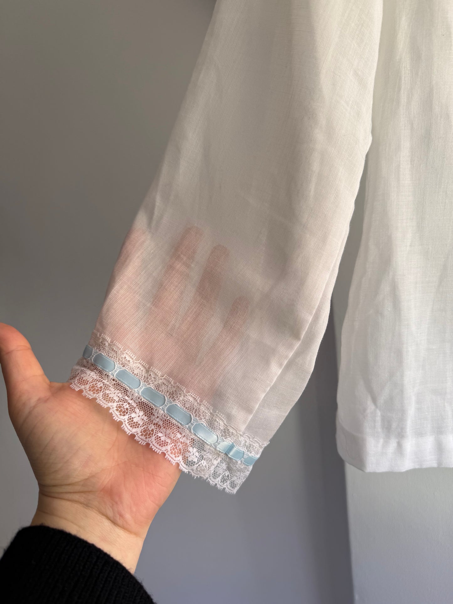 Vintage Shirt with Embroidery and Lace