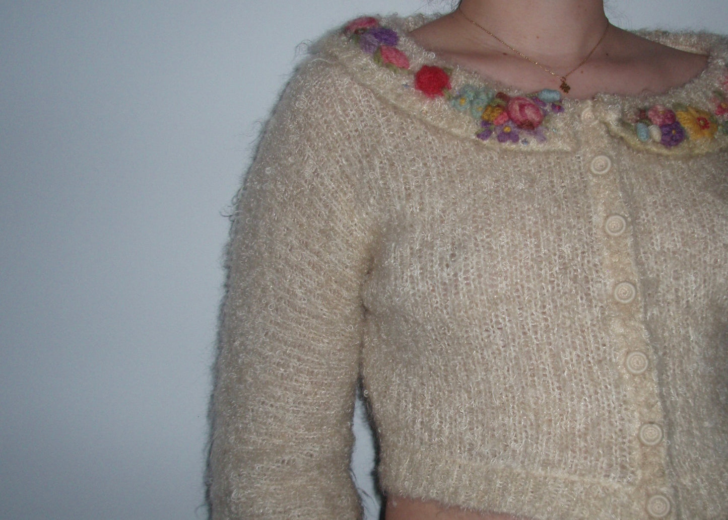 Vintage Cardigan With Flowers