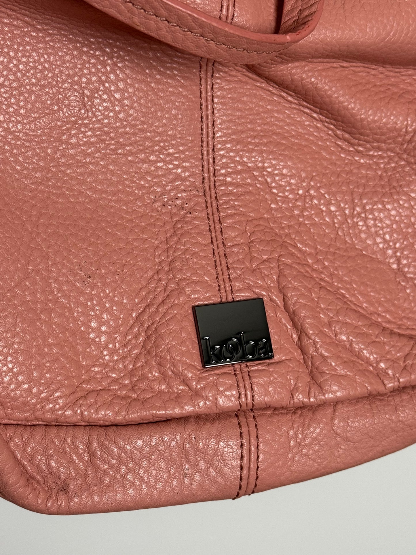 Kooba Blush Soft Leather Shoulder Bag with Multi Zip Pockets and Adjustable Strap