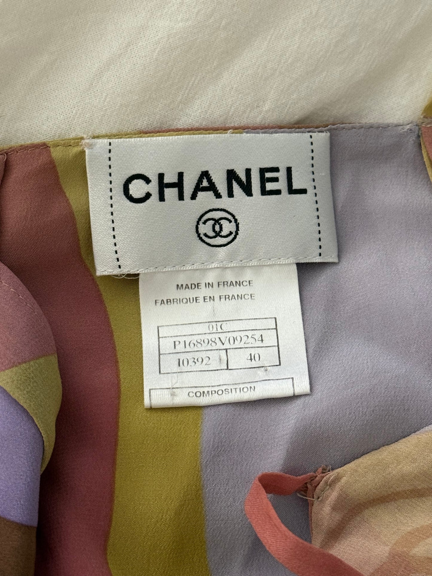 Iconic Vintage Chanel Silk Pleated Dress with Multicolor Abstract Print