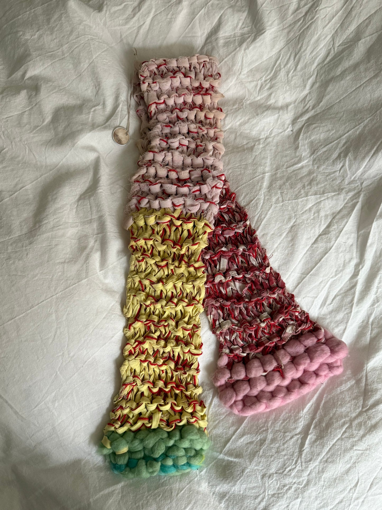 Vintage Rare Crochet Multicolored Scarf