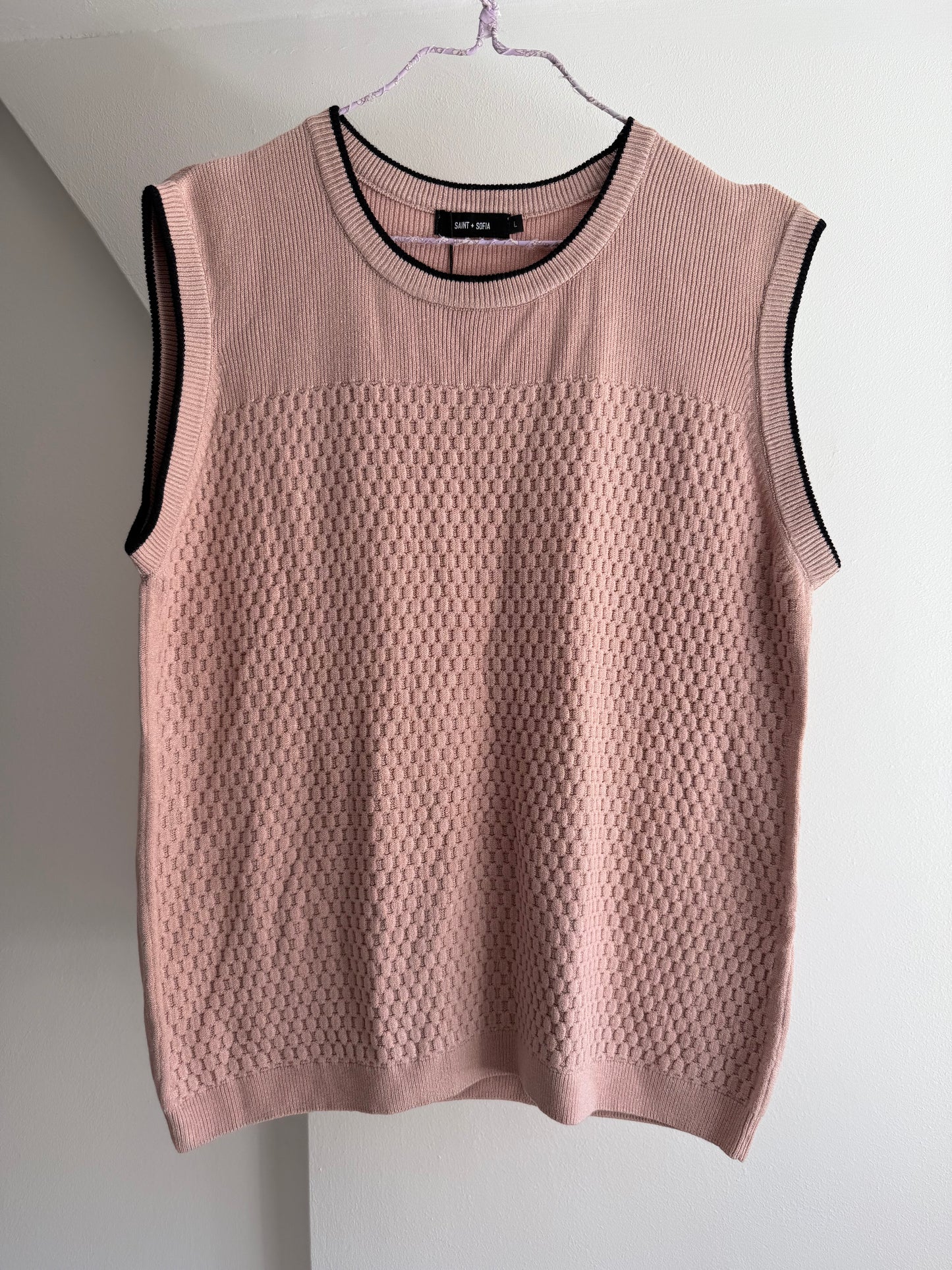 Soft Pink Textured Knit Sleeveless Top
