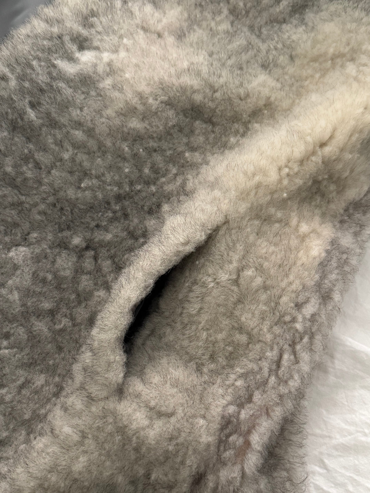 Vintage P. Præst & Søn Grey Shearling Hooded Long Coat
