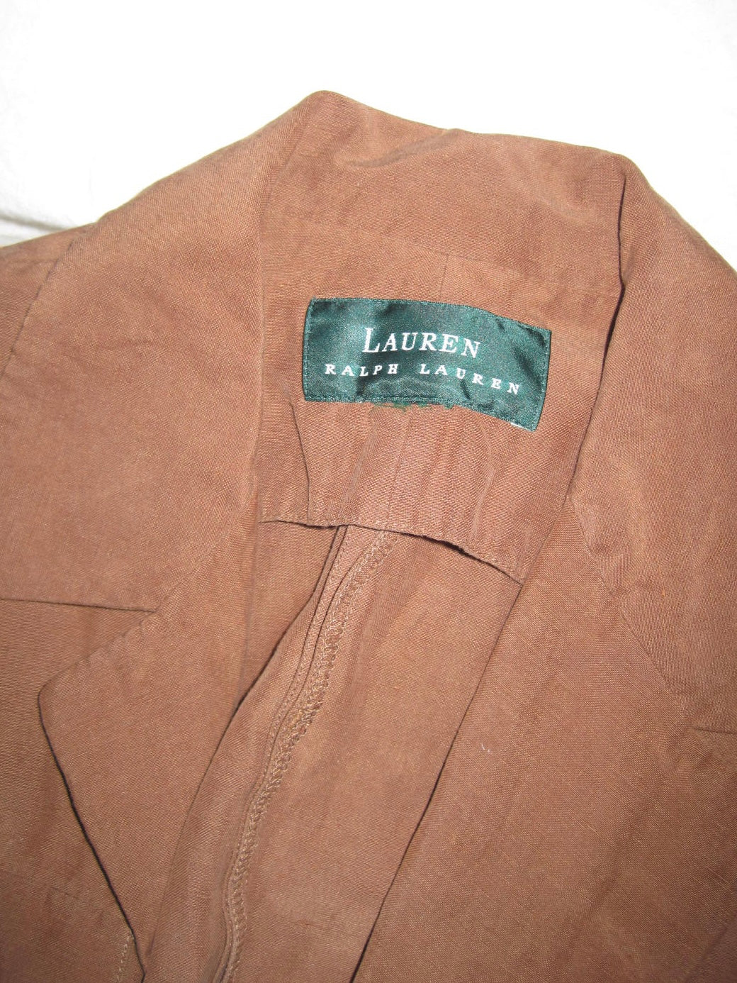 Vintage Ralph Lauren Cinnamon Silk and Linen Blazer and Wide Leg Trousers Set