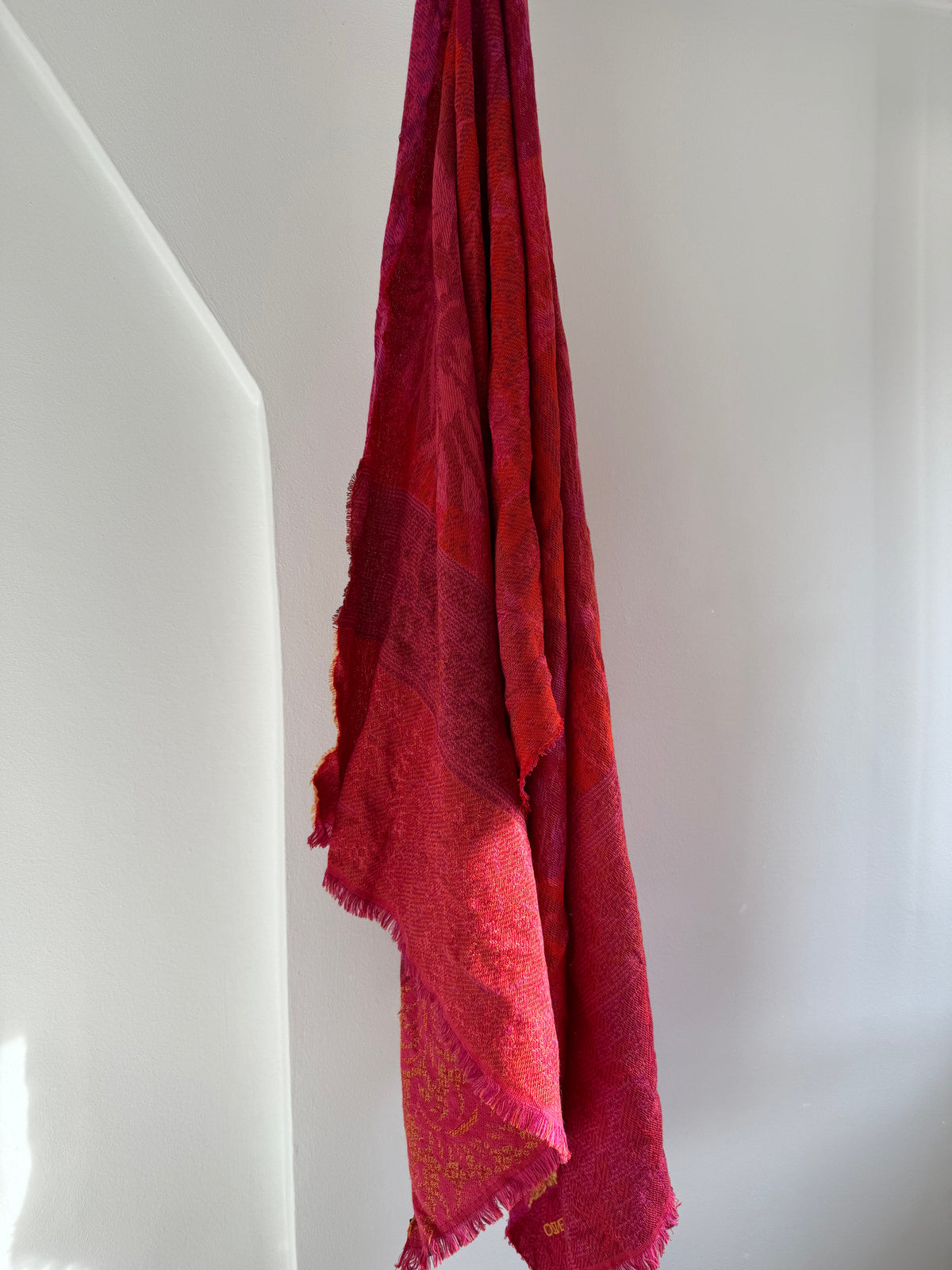 Vintage Kenzo Floral Jacquard Scarf in Pink & Orange