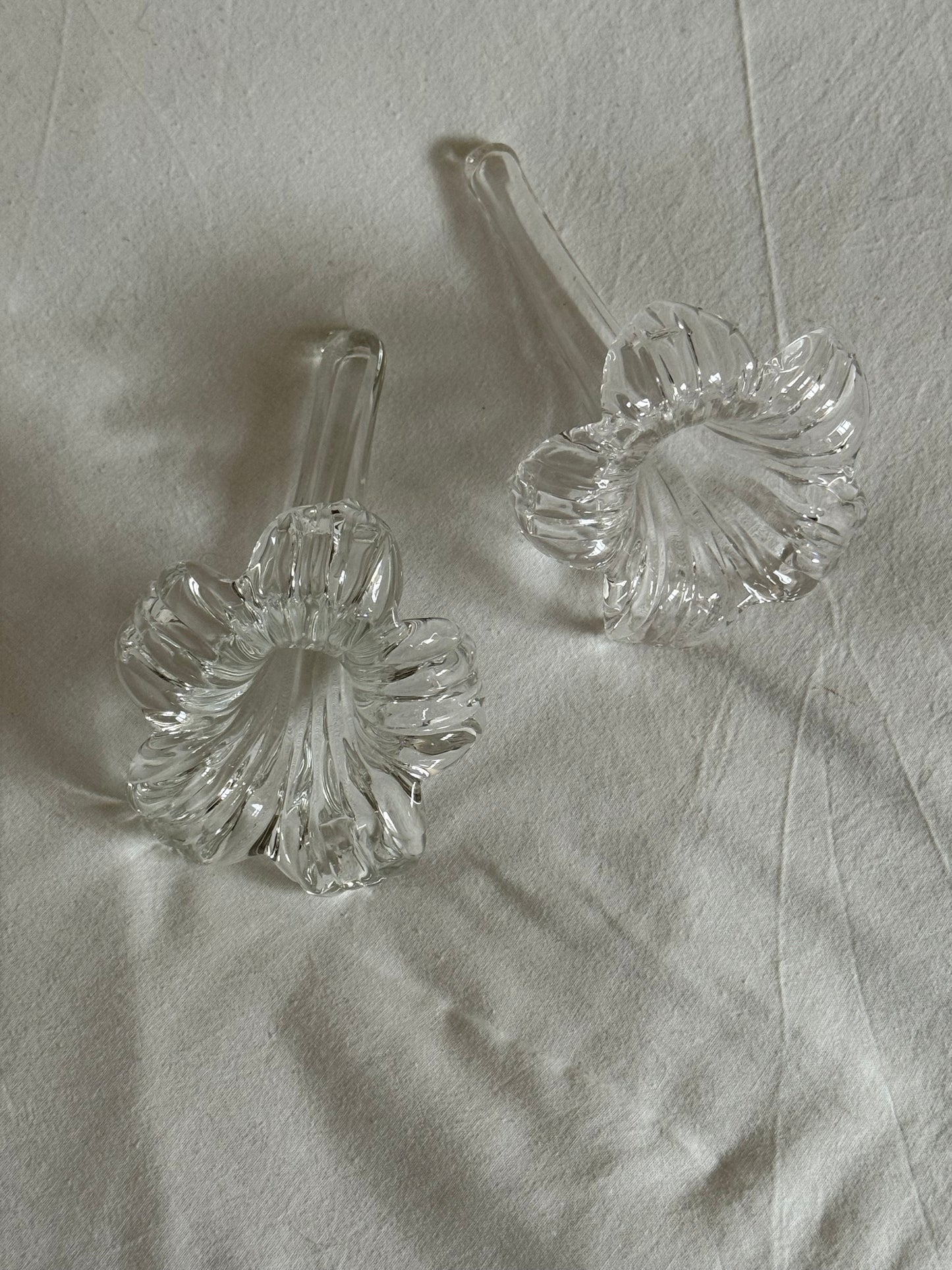 Pair of Vintage Glass Lily Vases