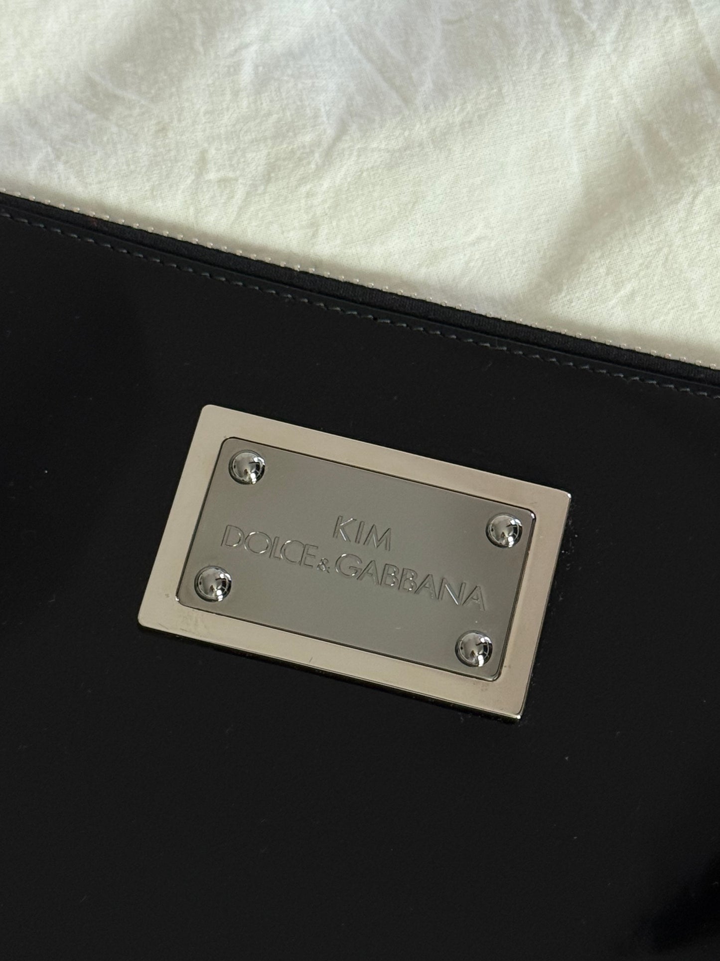 Kim x Dolce Gabbana Black Patent Leather Slim Clutch