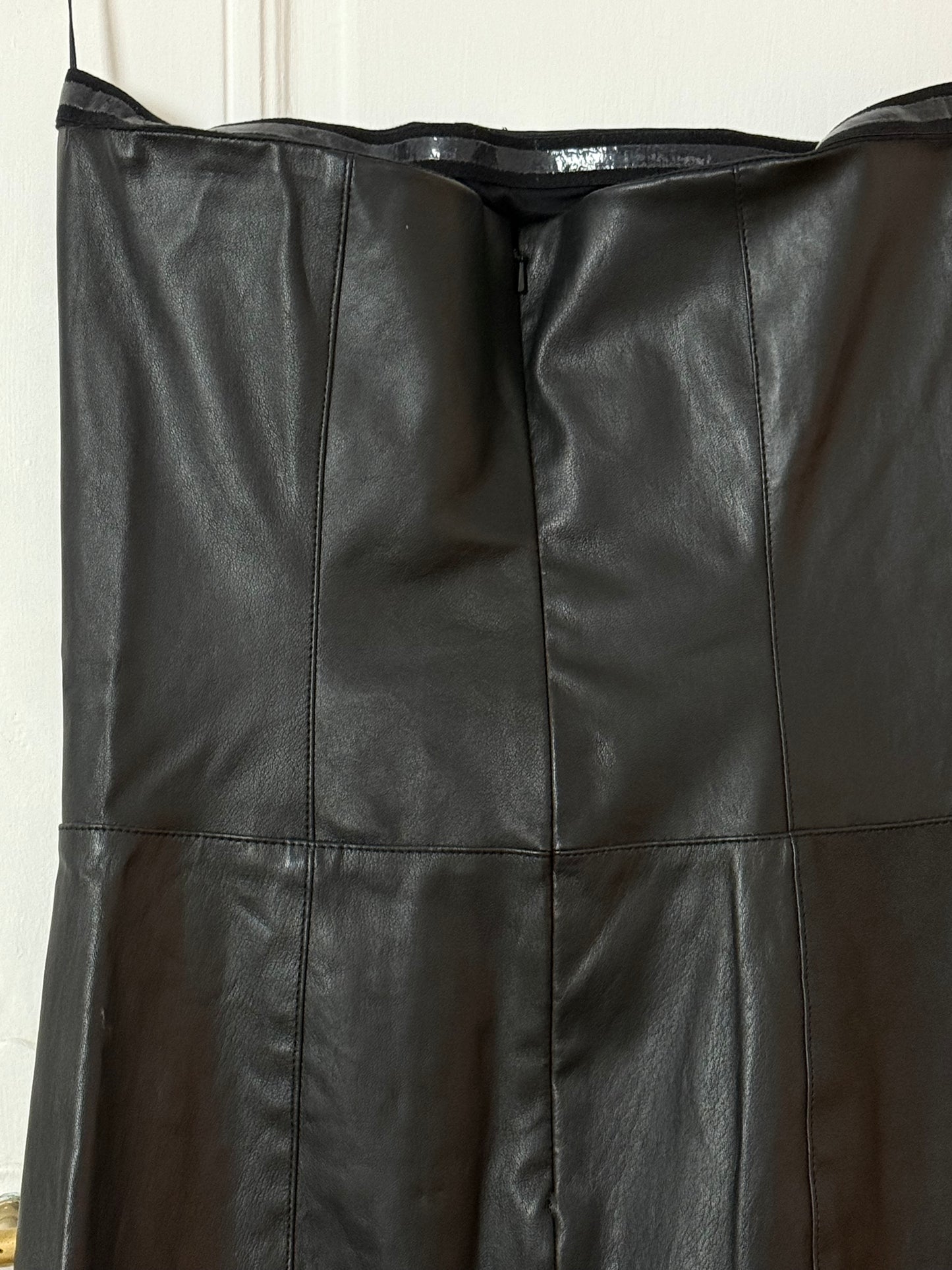 Maje Black Leather Strapless Dress