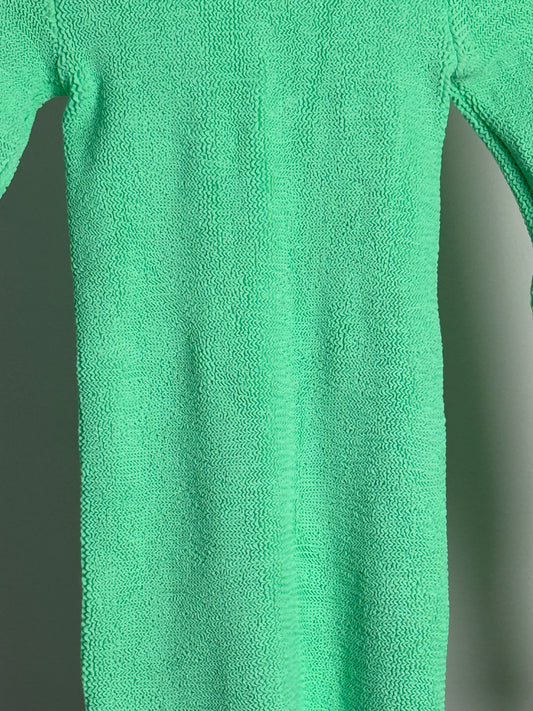 Hunza G Lime Green Crinkle Mini Dress With Open Back