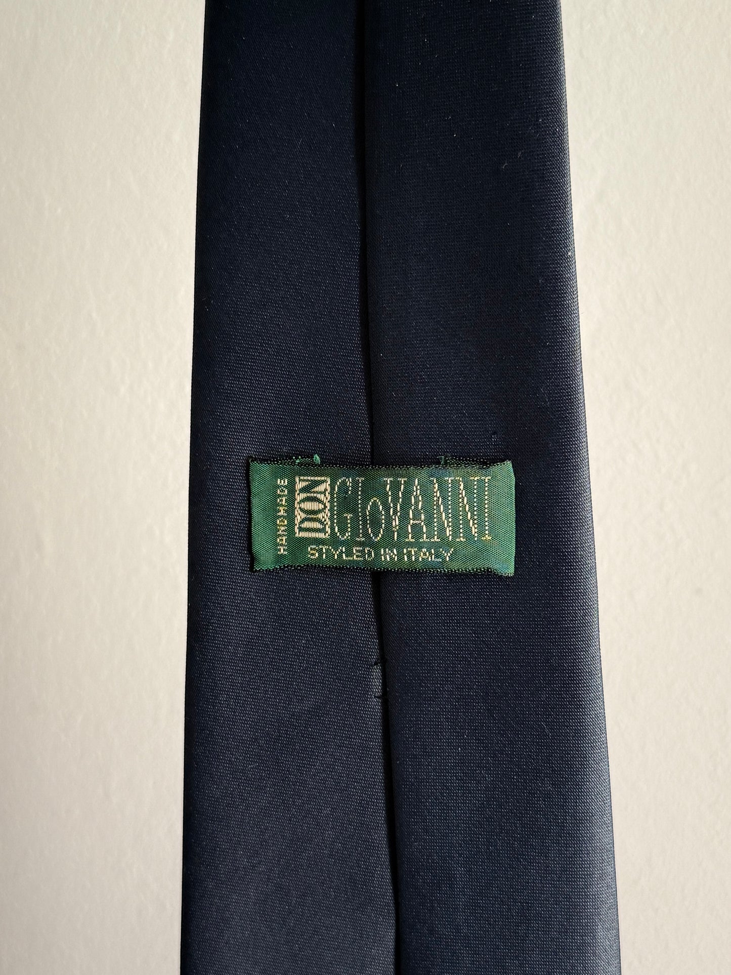 Vintage Giovanni Italian Navy Blue Tie with Polo Player Motif