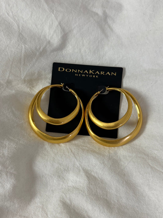 Donna Karan 14k Plated Worn Gold Hoop Earrings