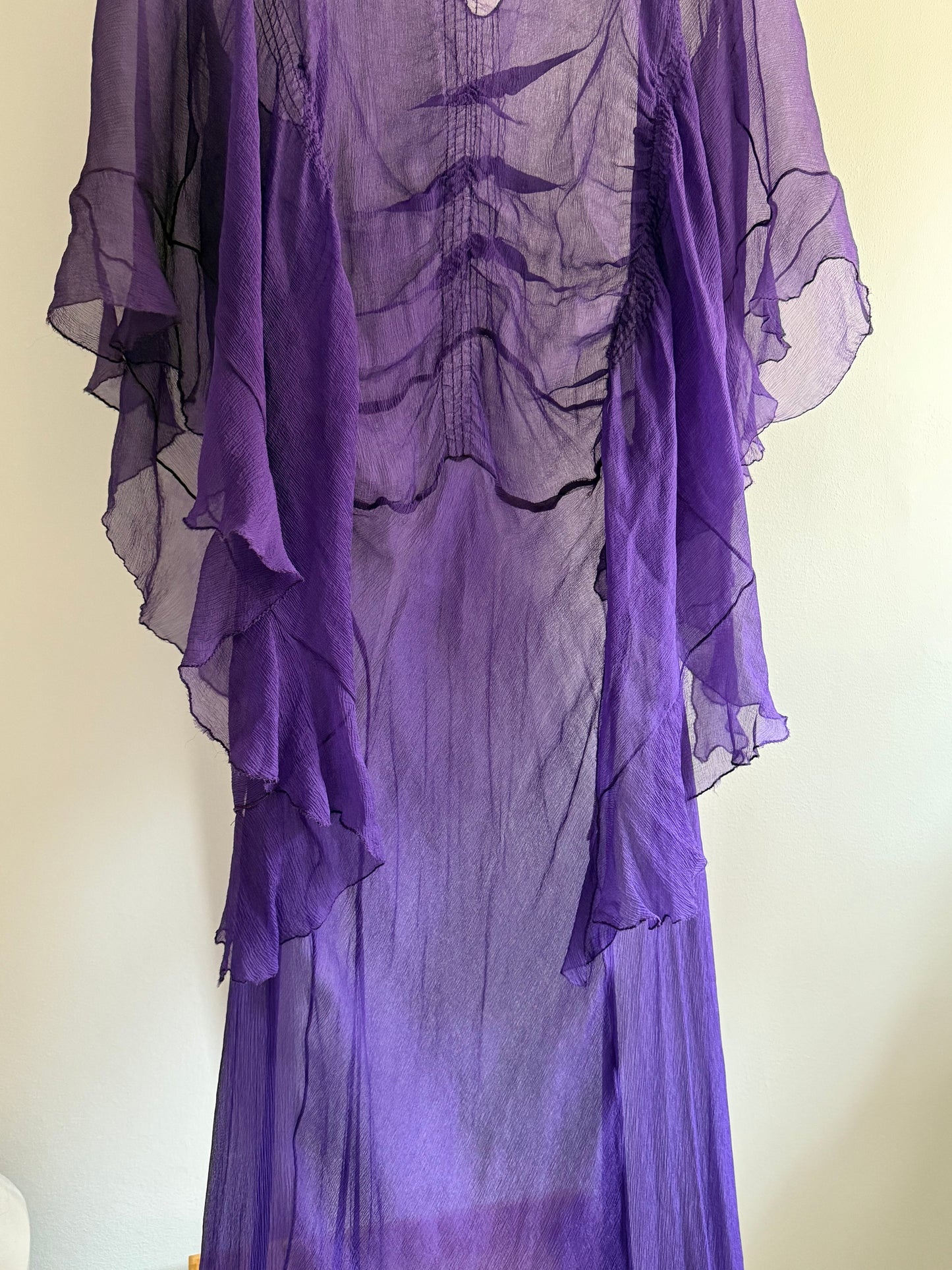 Vintage Sheer Violet Chiffon Maxi Dress