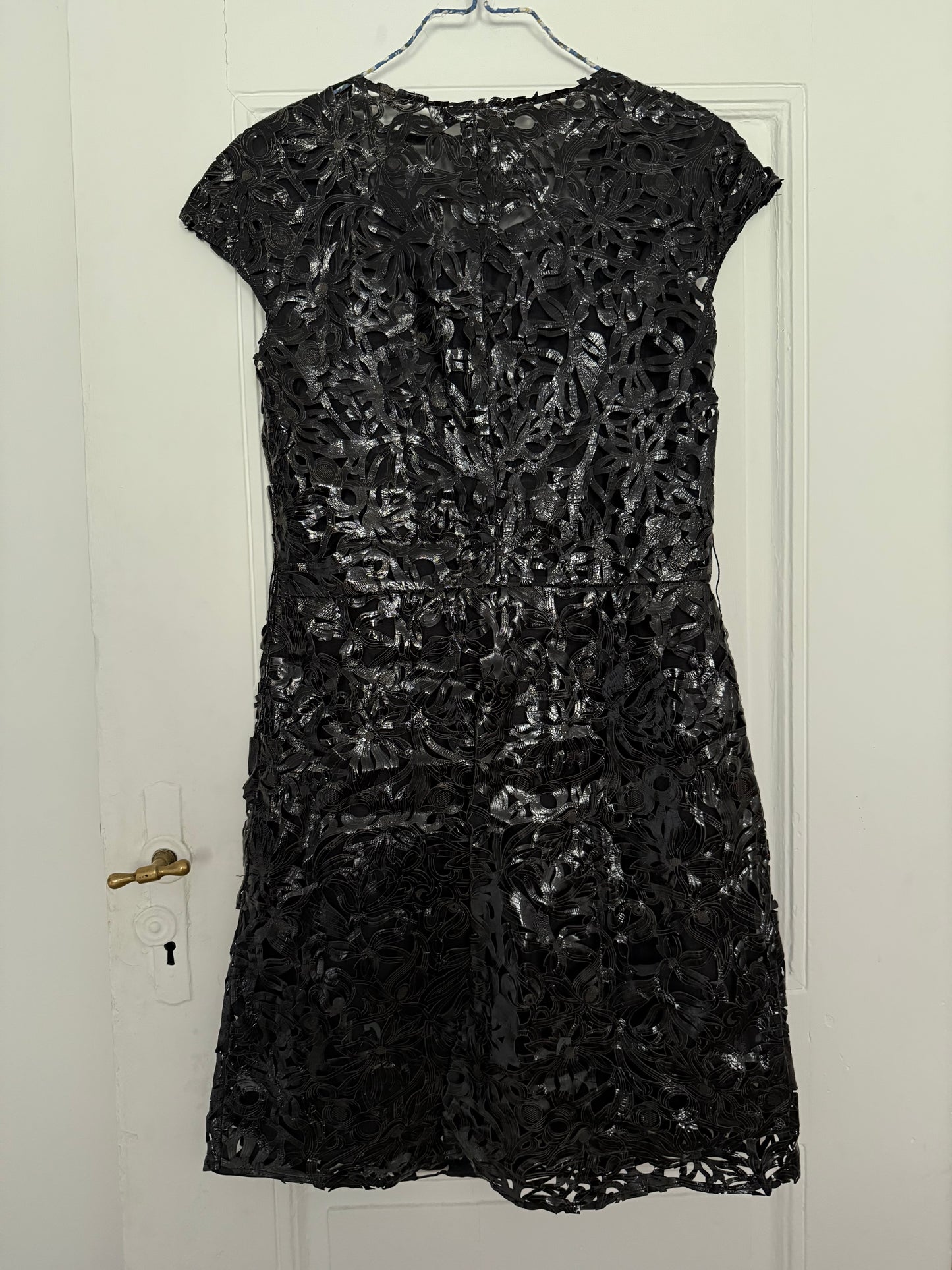 Vintage Britt Sisseck Leather and Silk Dress in Flower Pattern