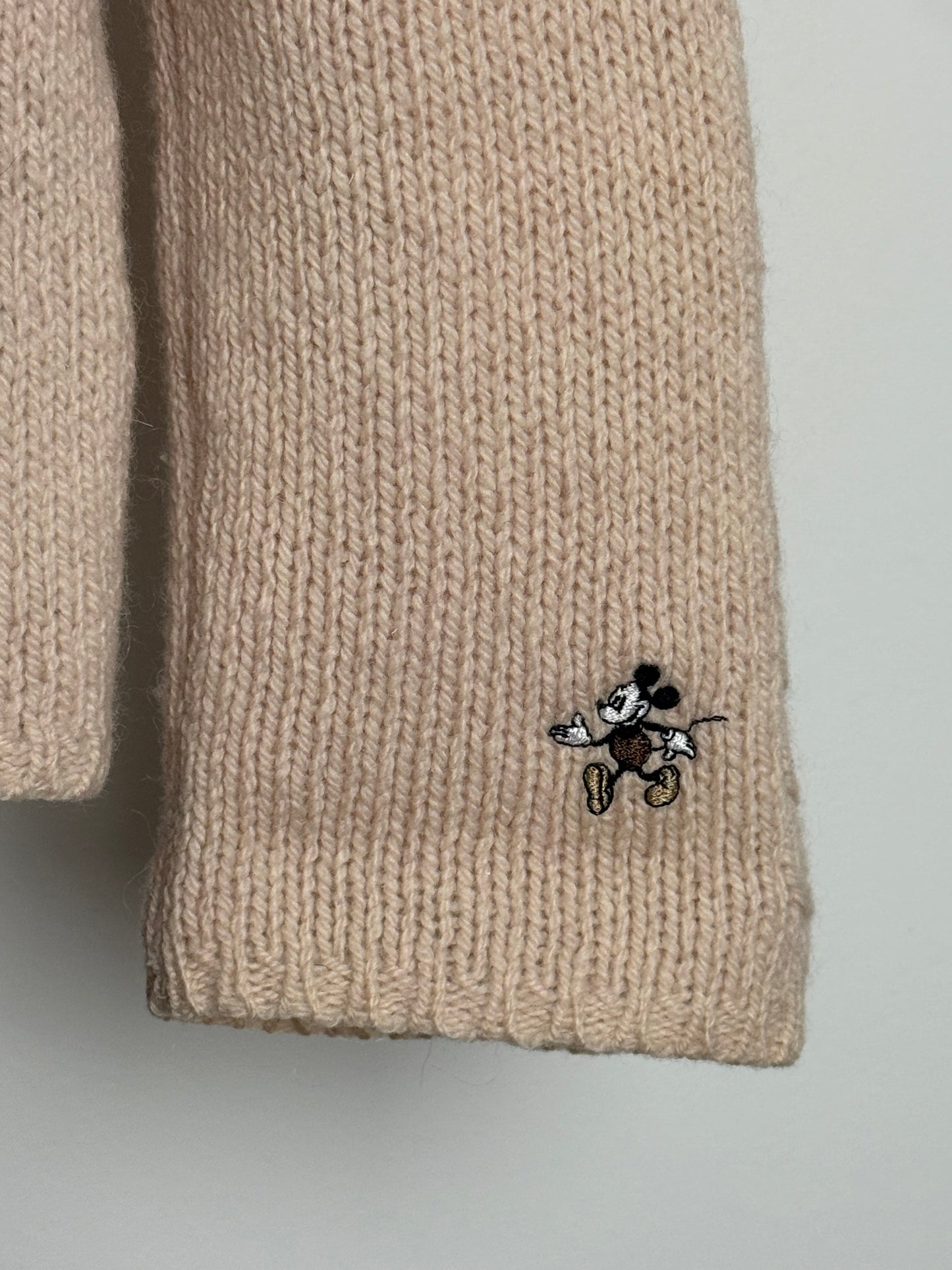 Vintage Donaldson Knit Cardigan With Collar and Button Front and Embroidered Mickey Detail