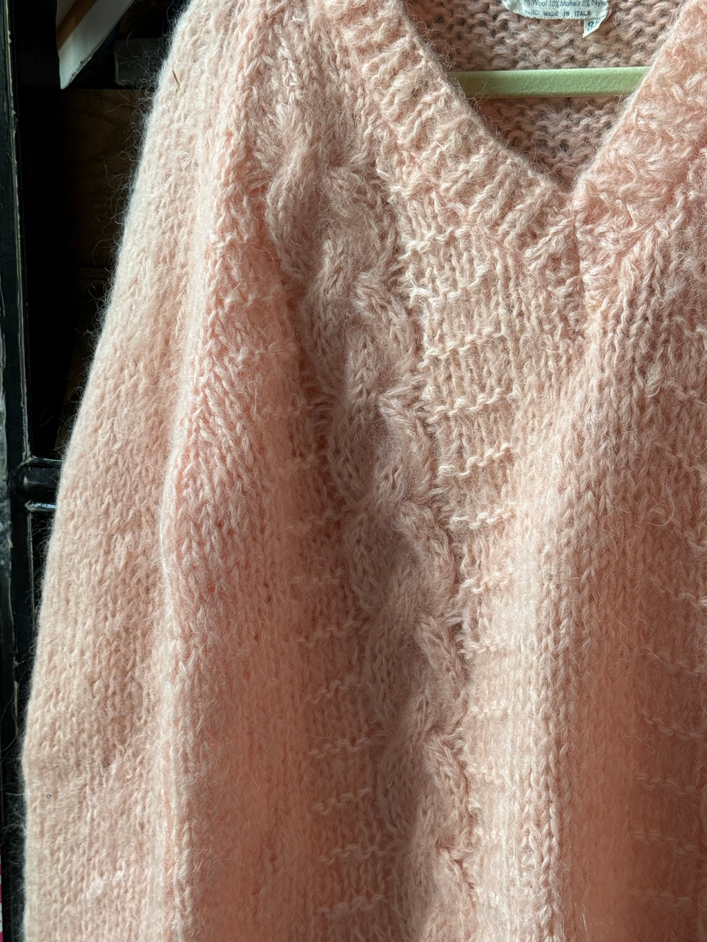 Vintage Hand Knit Cable Mohair Blend Sweater
