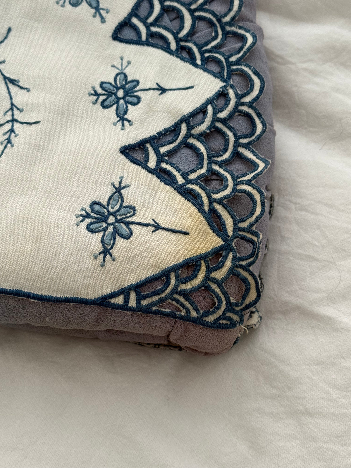 Vintage Blue & White Embroidered Tea Cosy