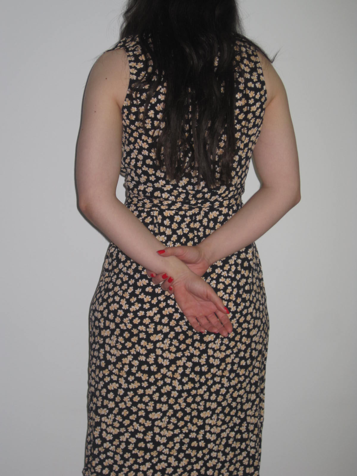 Rouje Floral Wrap Midi Dress with Soft Yellow Ditsy Print and Defined Waistband