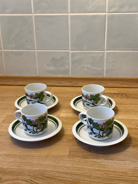 Vintage IKEA Midsommar Coffee Cups and Saucers Designed by Marguerite Walfridson