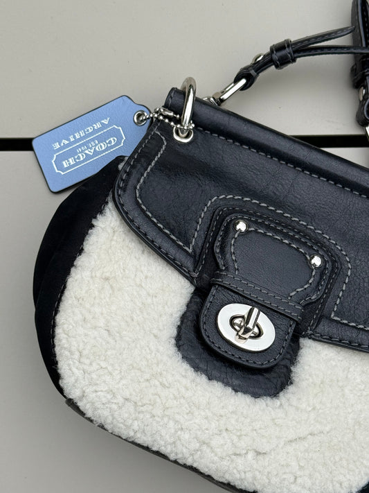 Coach Shearling & Leather Crossbody Bag