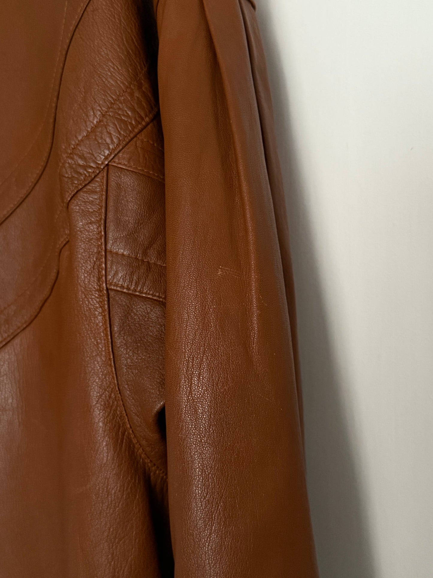Vintage Dija Cognac Brown Oversized Leather Jacket