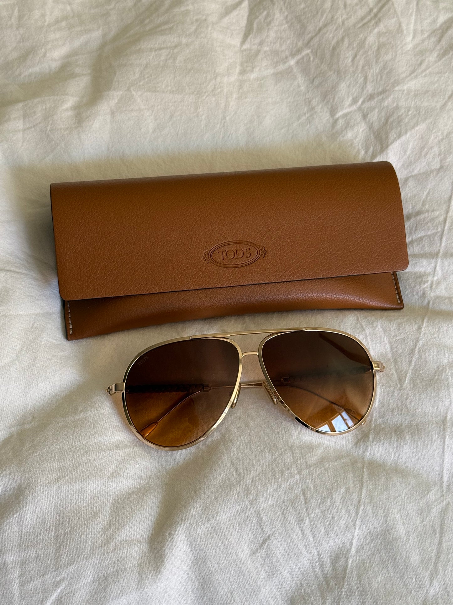 Tod’s Teardrop Sunglasses with Temples in Leather