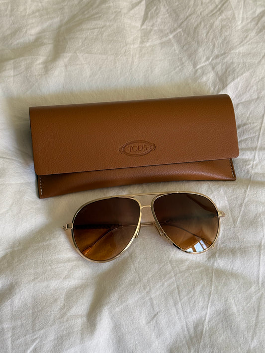 Tod’s Teardrop Sunglasses with Temples in Leather