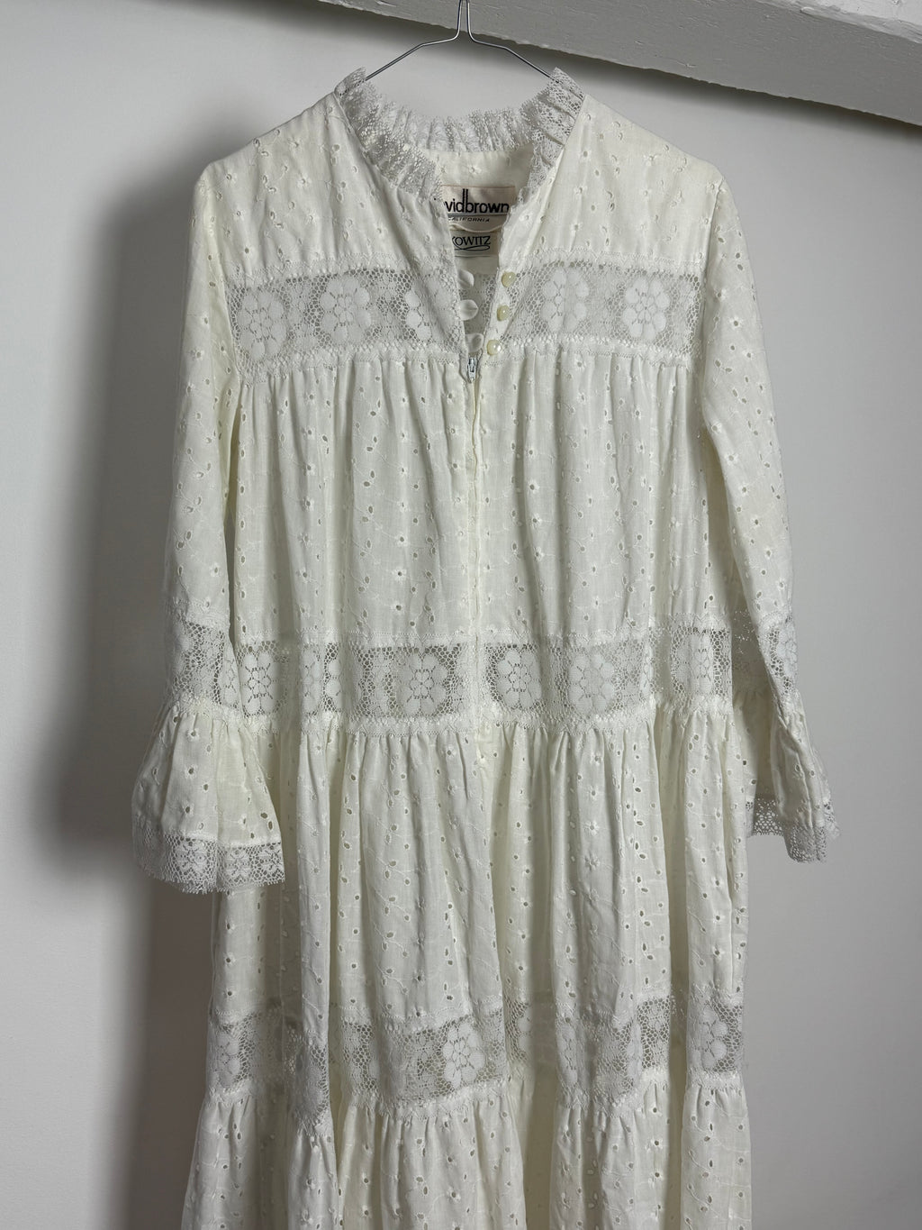 Vintage White Broderie Anglaise Maxi Dress