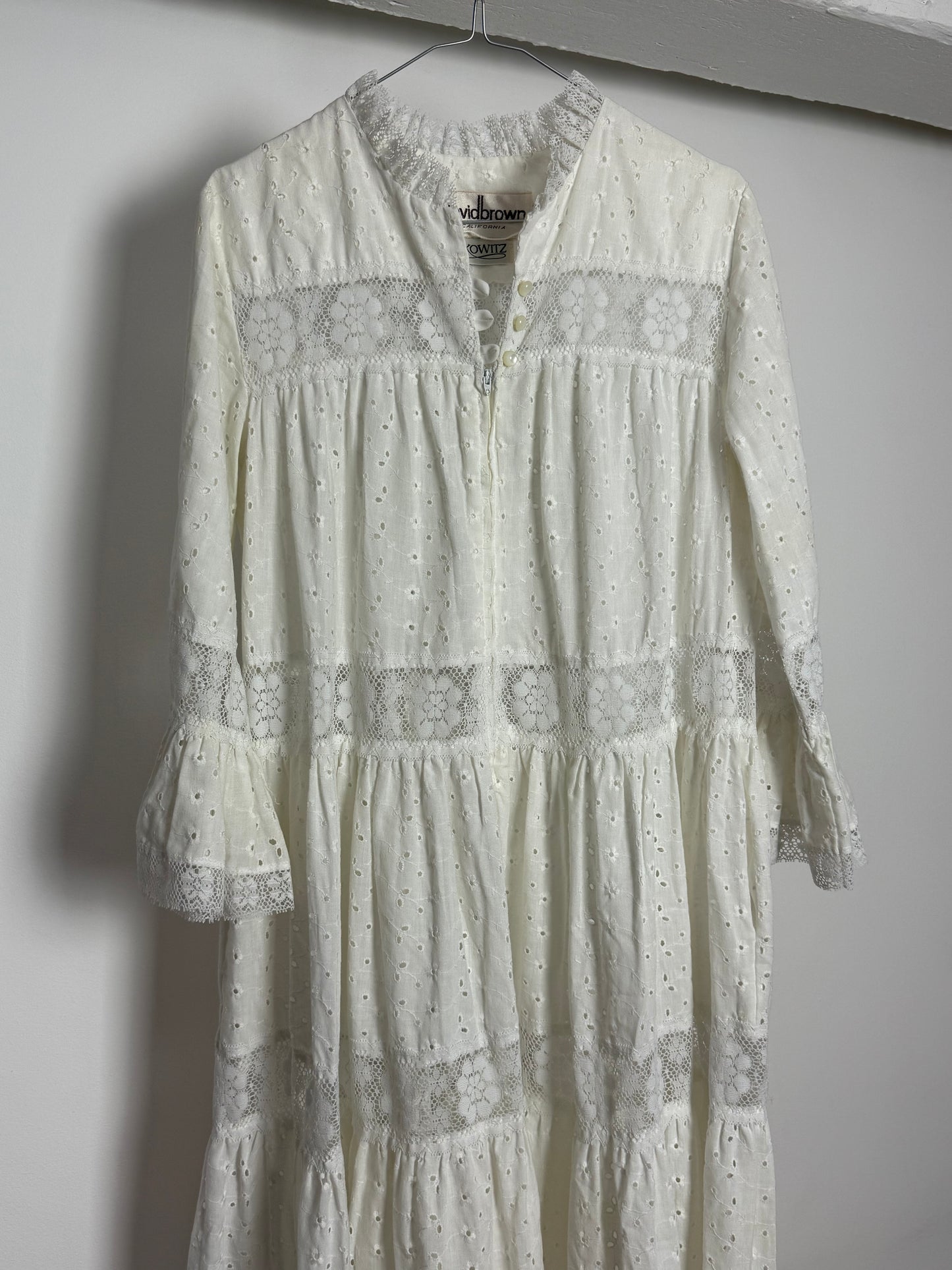 Vintage White Broderie Anglaise Maxi Dress