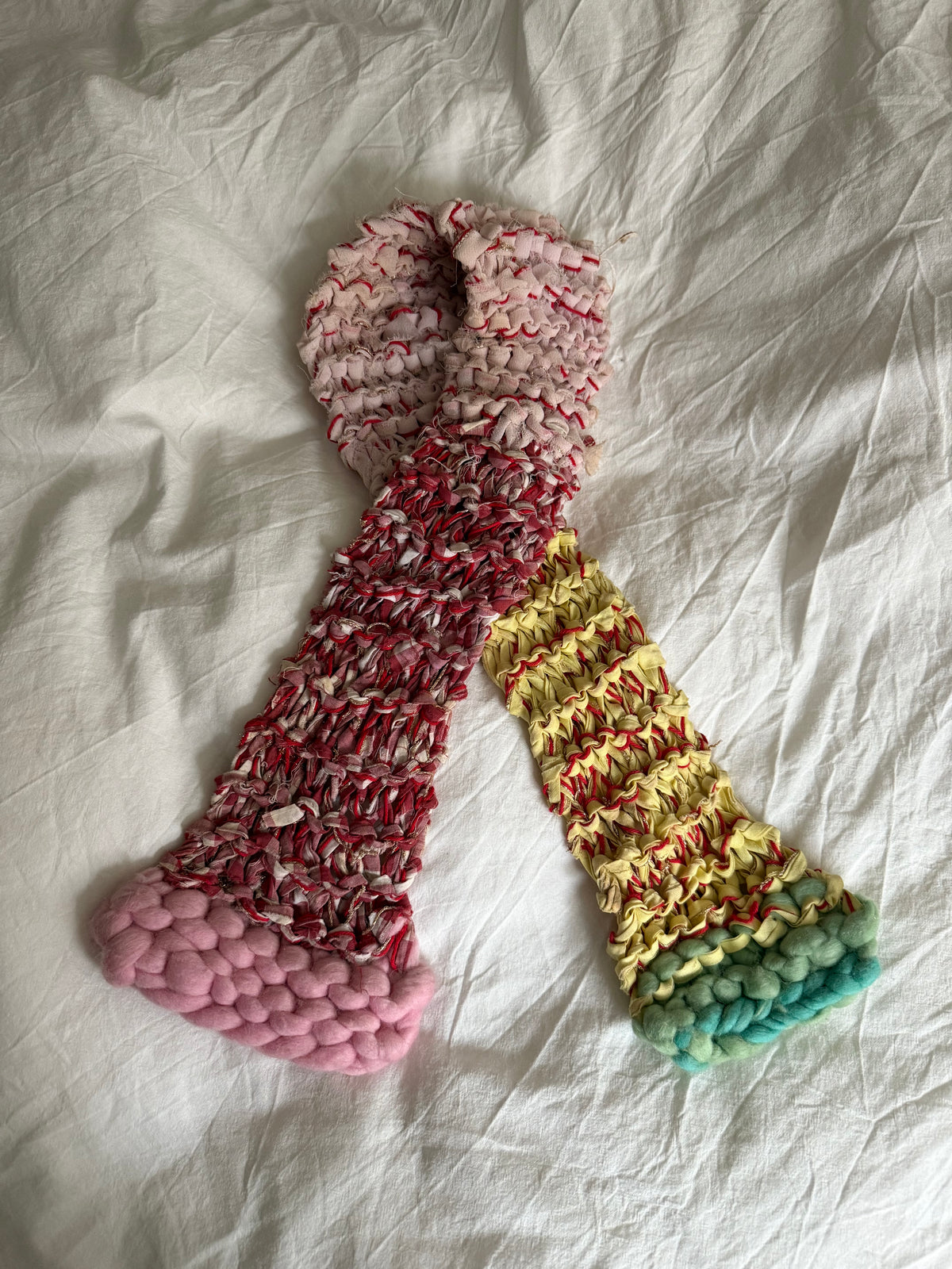 Vintage Rare Crochet Multicolored Scarf