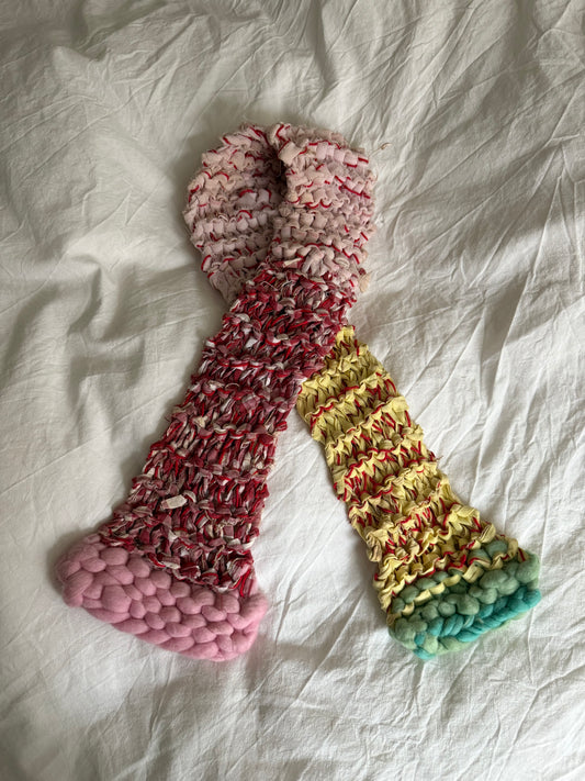 Vintage Rare Crochet Multicolored Scarf