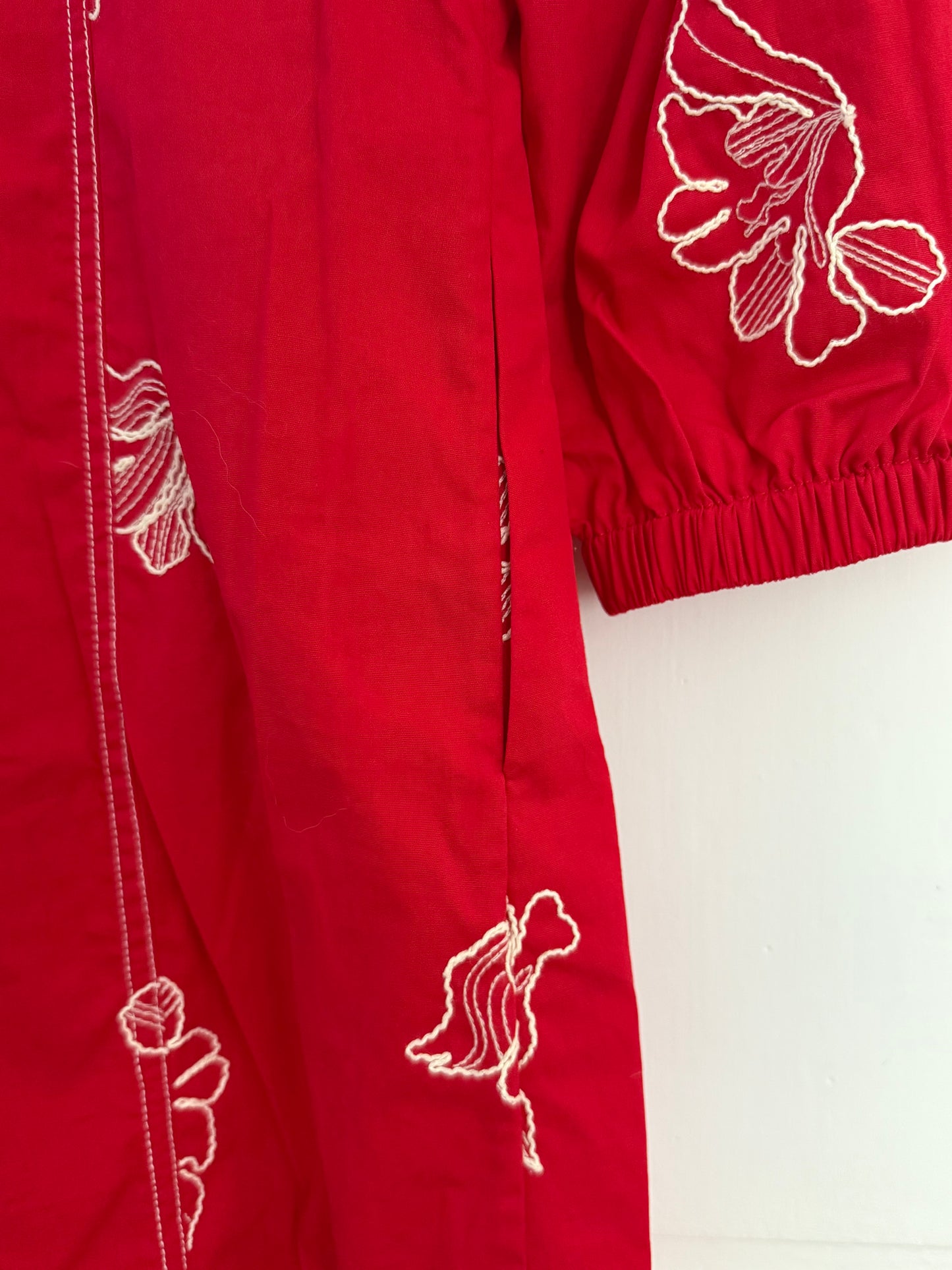 Hofmann Copenhagen Red Embroidered Cotton Midi Dress