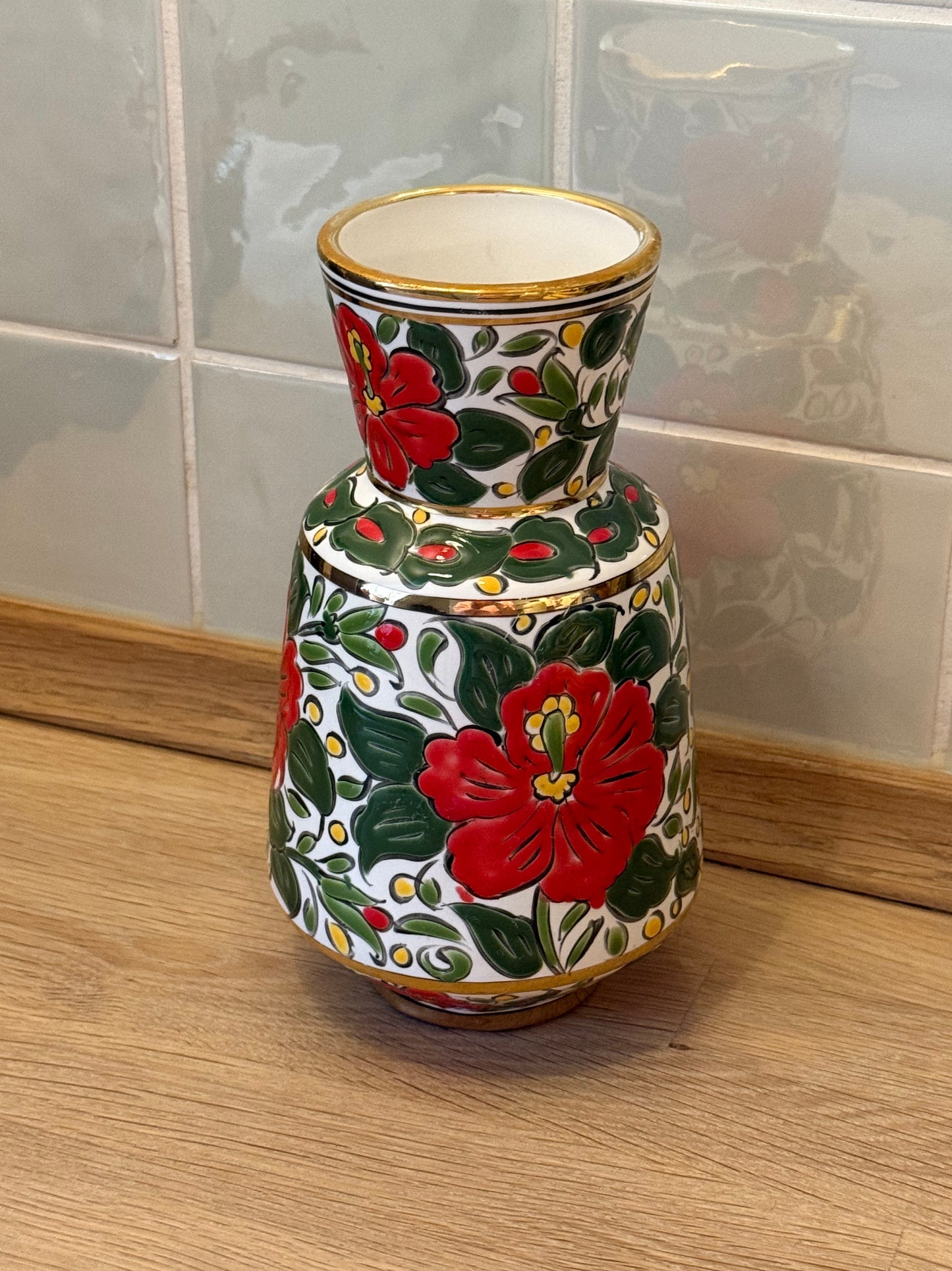 Vintage Hand Painted Floral Porcelain Vase